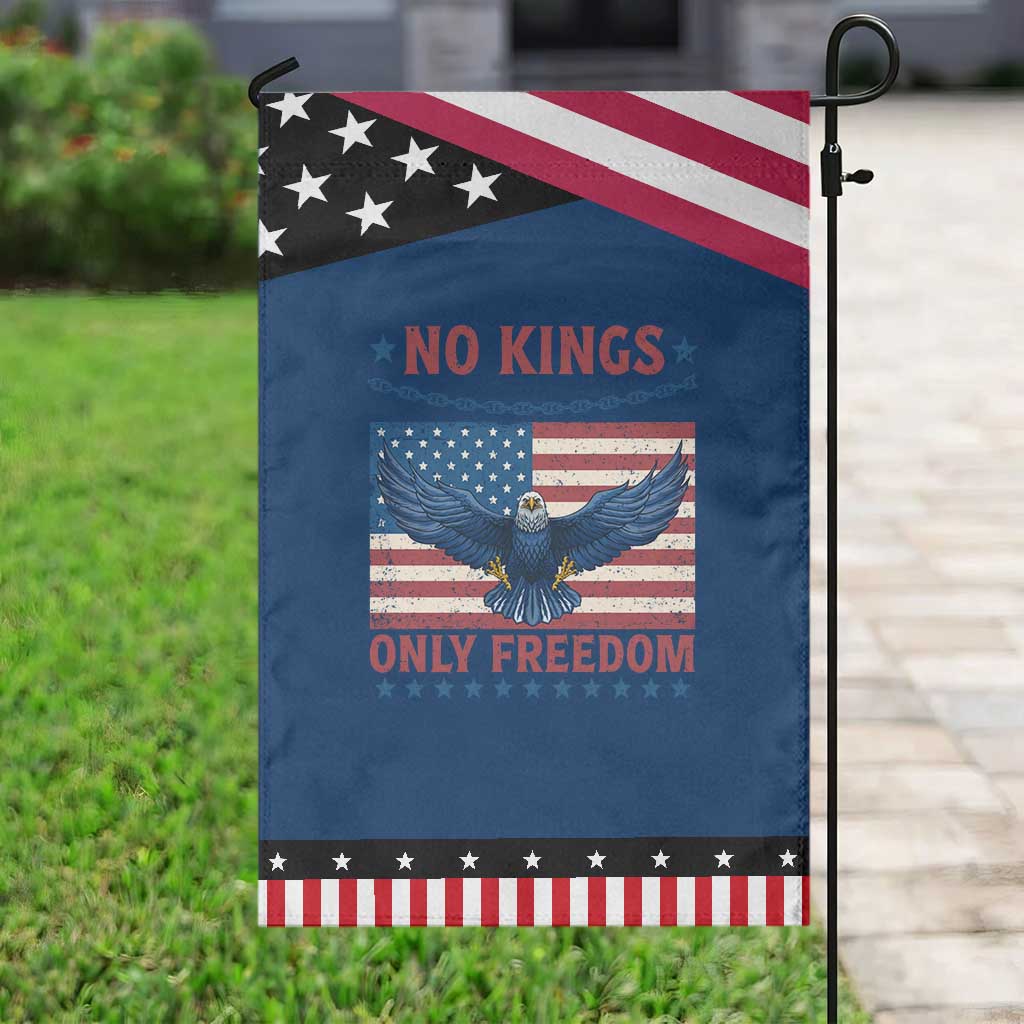No Kings Only Freedom Garden Flag American Flag Bald Eagle Retro Vintage TS02 Classic Blue Black Print Your Wear