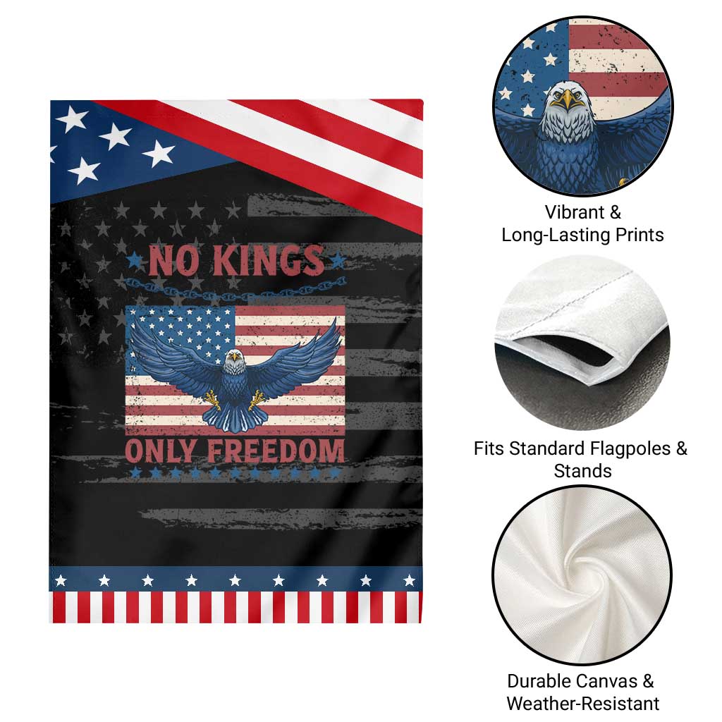 No Kings Only Freedom Garden Flag American Flag Bald Eagle Retro Vintage TS02 Print Your Wear