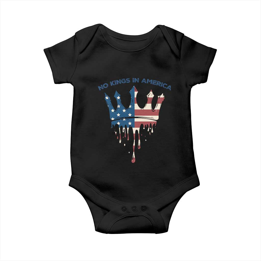 No Kings In America Baby Onesie Dripping Crown TS02 Black Print Your Wear