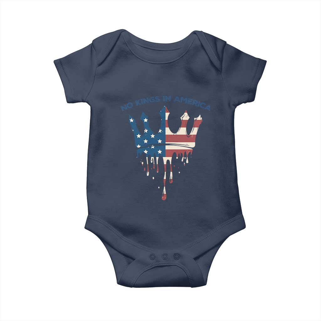 No Kings In America Baby Onesie Dripping Crown TS02 Navy Print Your Wear