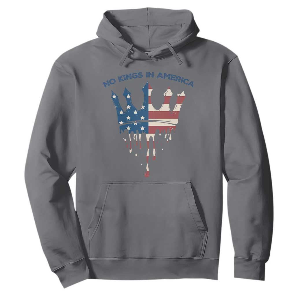 No Kings In America Hoodie Dripping Crown TS02 Charcoal Print Your Wear