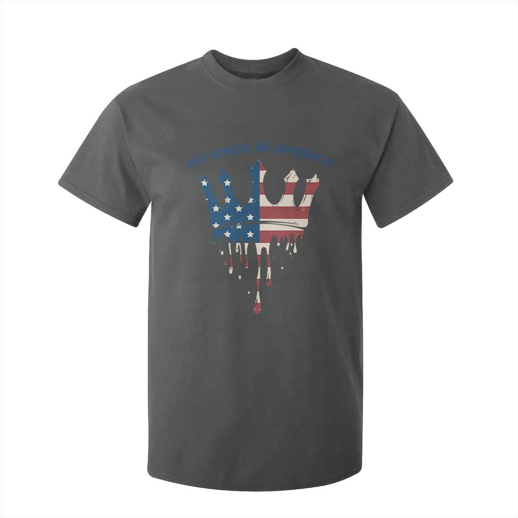 No Kings In America T Shirt For Kid Dripping Crown TS02 Dark Heather Print Your Wear