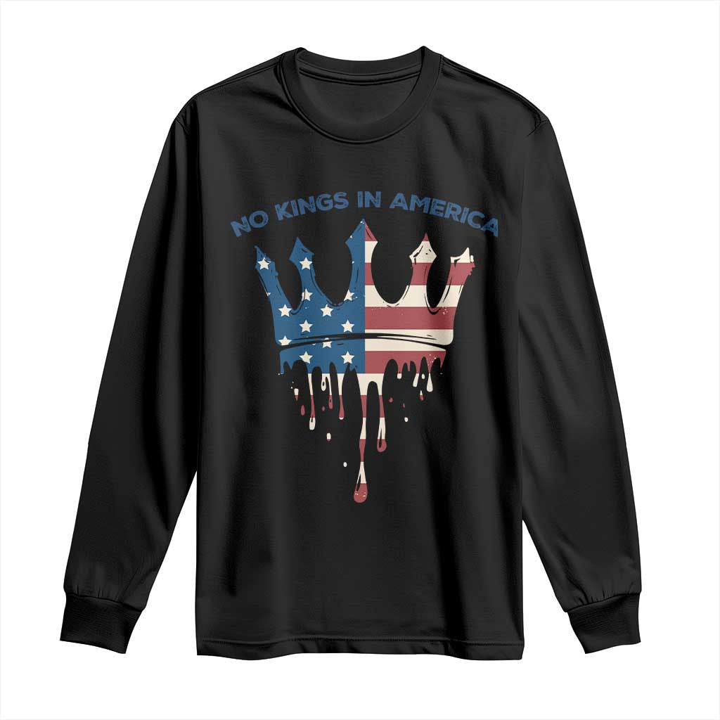 No Kings In America Long Sleeve Shirt Dripping Crown TS02 Black Print Your Wear