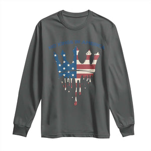 No Kings In America Long Sleeve Shirt Dripping Crown TS02 Dark Heather Print Your Wear