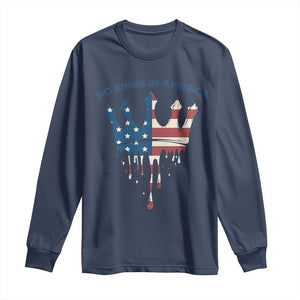 No Kings In America Long Sleeve Shirt Dripping Crown TS02 Navy Print Your Wear