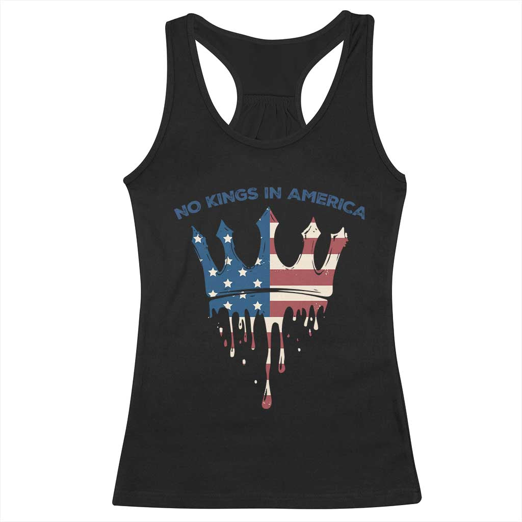 No Kings In America Racerback Tank Top Dripping Crown TS02 Black Print Your Wear