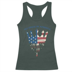 No Kings In America Racerback Tank Top Dripping Crown TS02 Dark Forest Green Print Your Wear