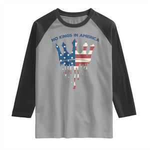 No Kings In America Raglan Shirt Dripping Crown TS02 Sport Gray Black Print Your Wear