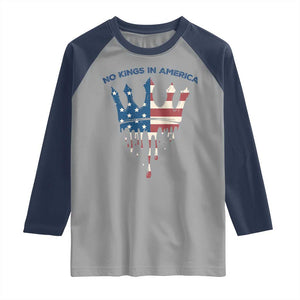 No Kings In America Raglan Shirt Dripping Crown TS02 Sport Gray Navy Print Your Wear