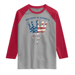 No Kings In America Raglan Shirt Dripping Crown TS02 Sport Gray Red Print Your Wear