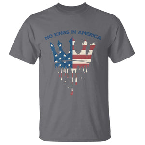 No Kings In America T Shirt Dripping Crown TS02 Charcoal Print Your Wear