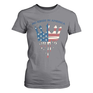 No Kings In America T Shirt For Women Dripping Crown TS02 Charcoal Print Your Wear