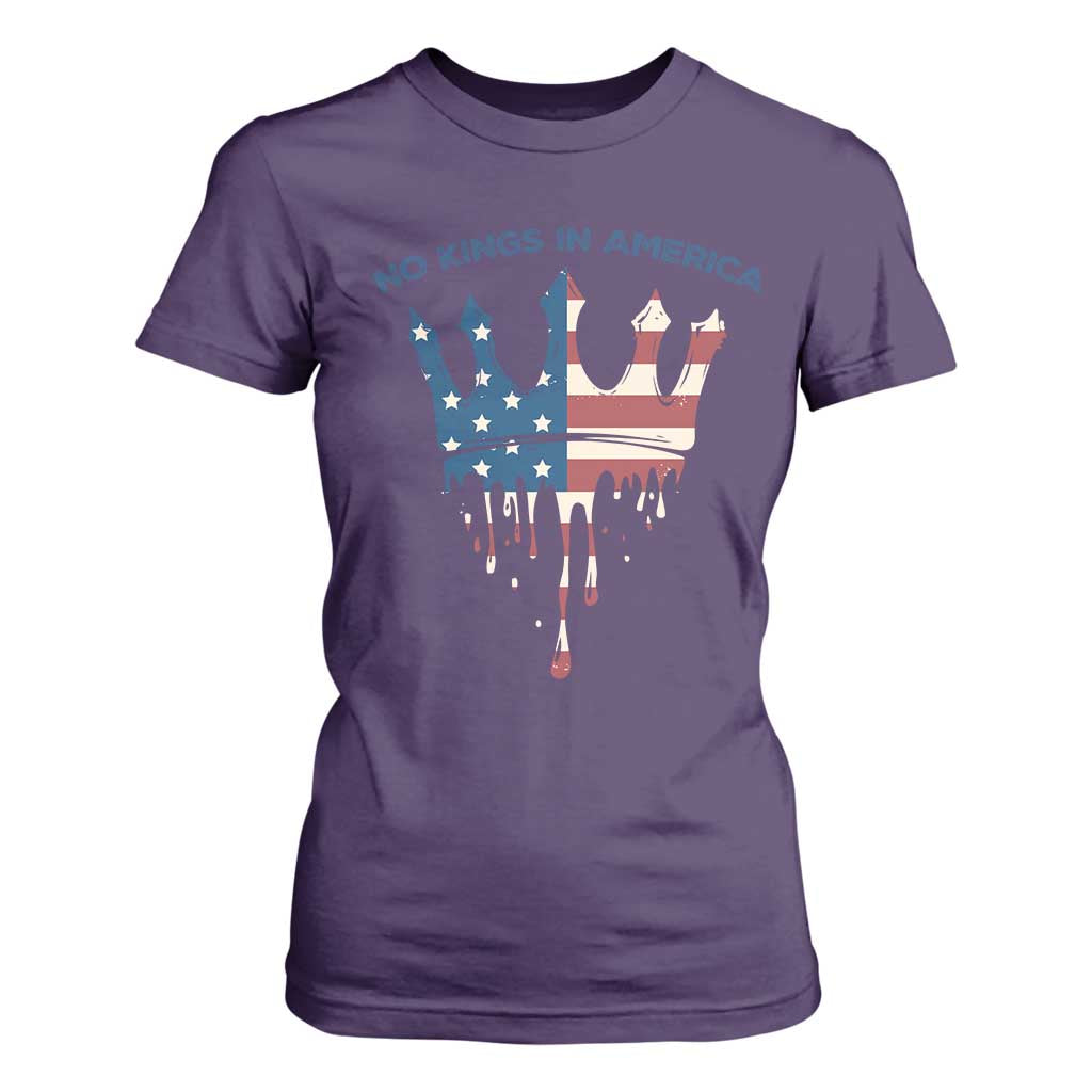 No Kings In America T Shirt For Women Dripping Crown TS02 Purple Print Your Wear
