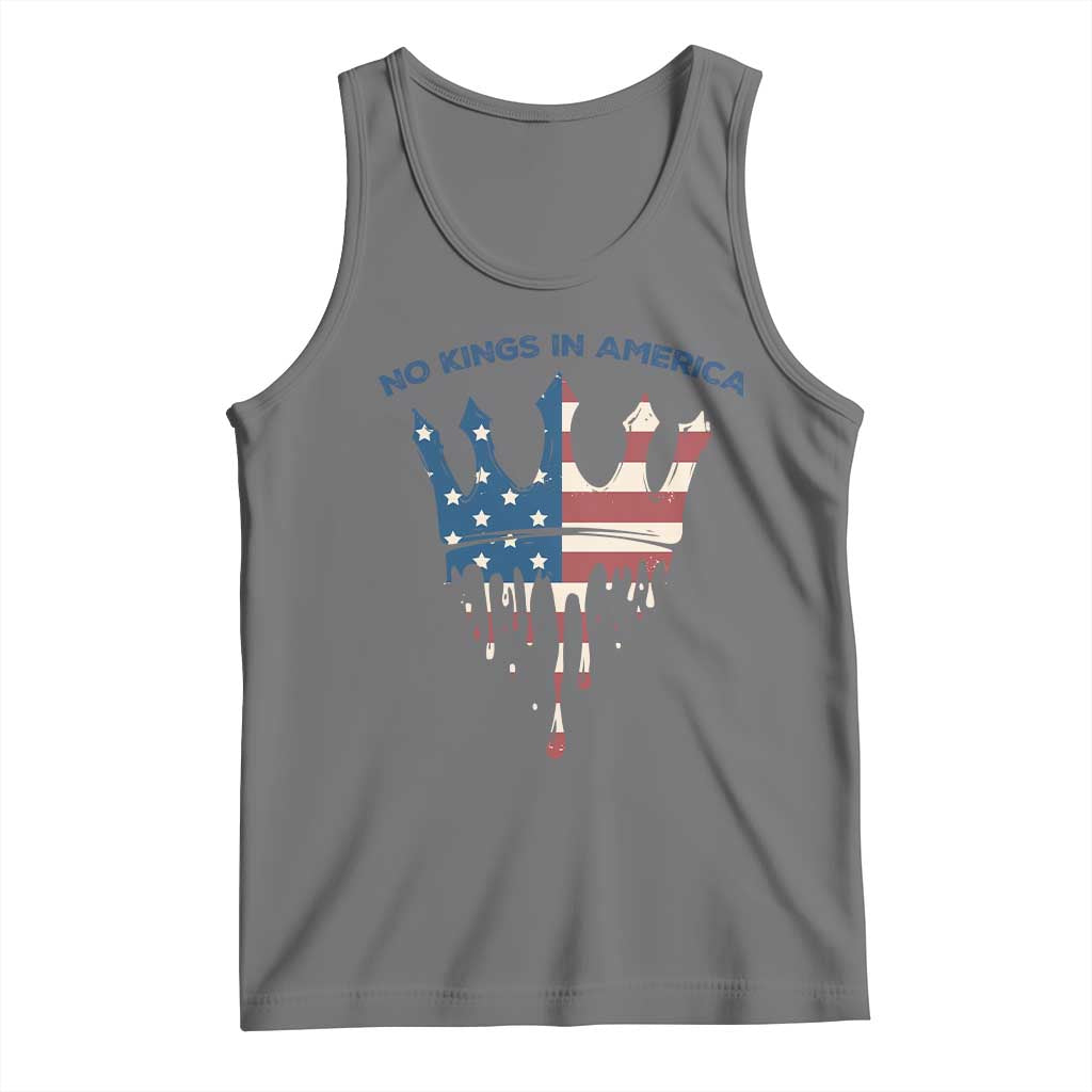No Kings In America Tank Top Dripping Crown TS02 Black Heather Print Your Wear
