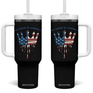 No Kings In America Tumbler With Handle Dripping Crown TS02 One Size: 40 oz Black Print Your Wear