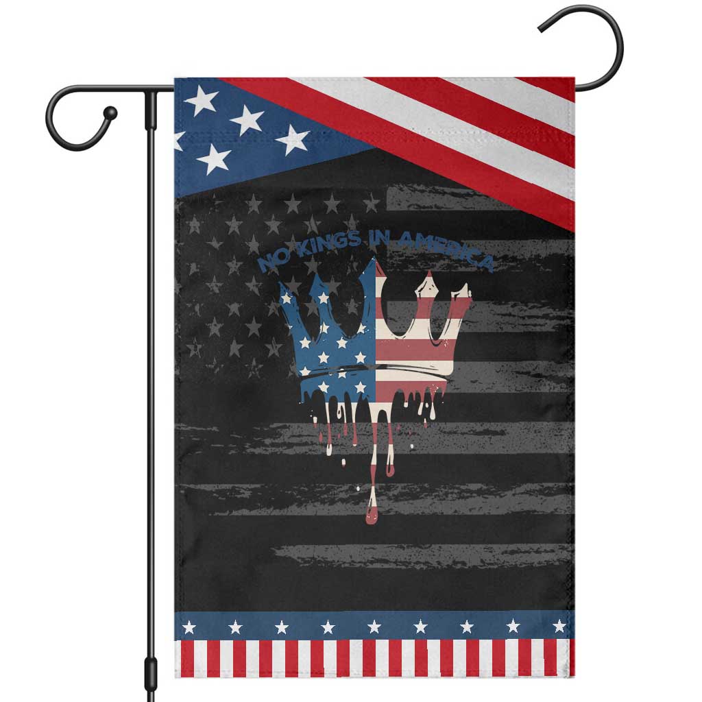 No Kings In America Garden Flag Dripping Crown TS02 Distressed Black Blue Print Your Wear