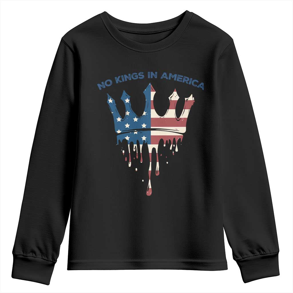 No Kings In America Youth Sweatshirt Dripping Crown TS02 Black Print Your Wear