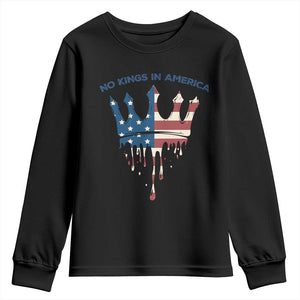 No Kings In America Youth Sweatshirt Dripping Crown TS02 Black Print Your Wear