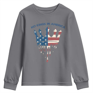 No Kings In America Youth Sweatshirt Dripping Crown TS02 Charcoal Print Your Wear