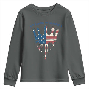 No Kings In America Youth Sweatshirt Dripping Crown TS02 Dark Heather Print Your Wear