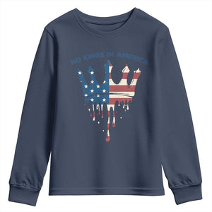 No Kings In America Youth Sweatshirt Dripping Crown TS02 Navy Print Your Wear