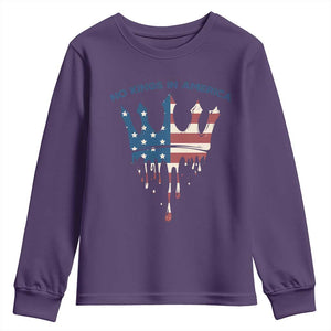No Kings In America Youth Sweatshirt Dripping Crown TS02 Purple Print Your Wear