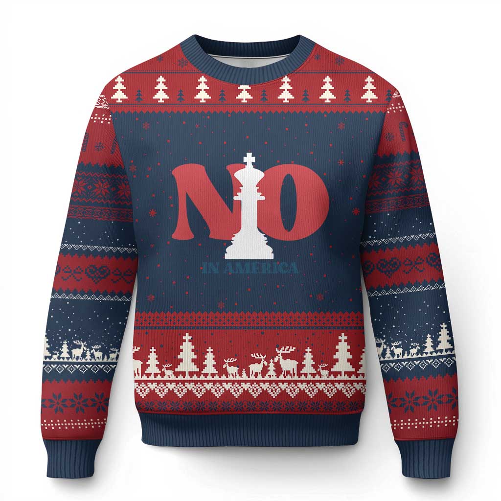 No Kings In America Chess Ugly Christmas Sweater White King TS02 Navy Red Print Your Wear
