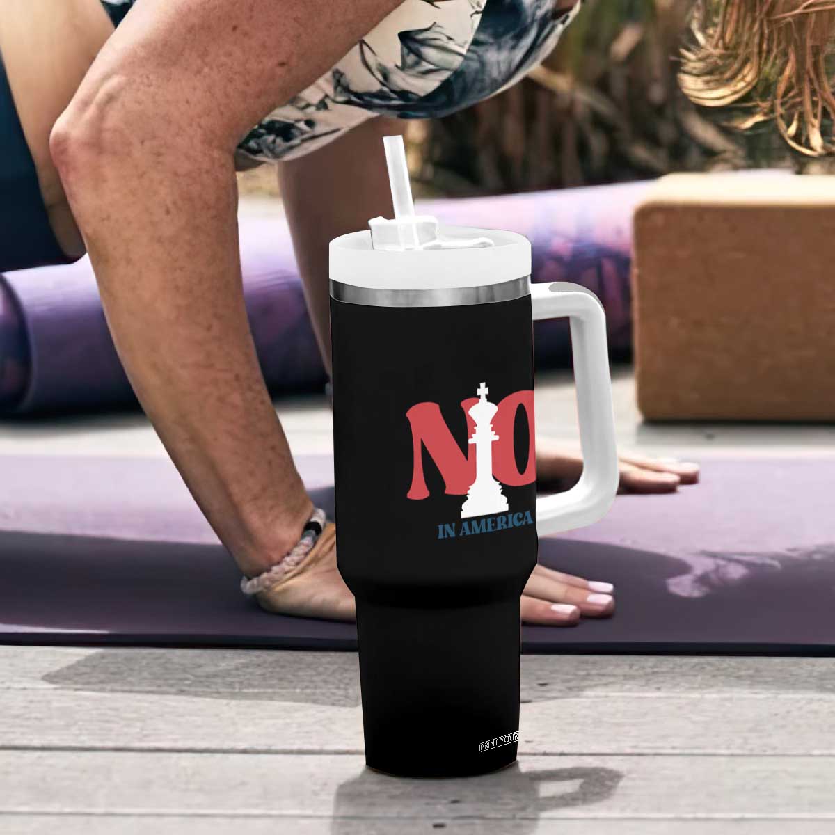 No Kings In America Chess Tumbler With Handle White King TS02 Print Your Wear