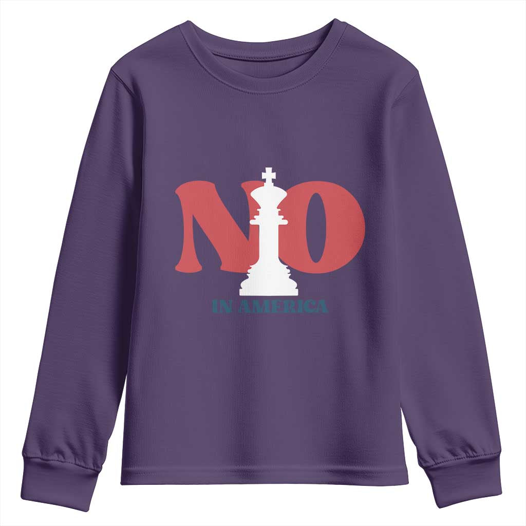 No Kings In America Chess Youth Sweatshirt White King TS02 Purple Print Your Wear