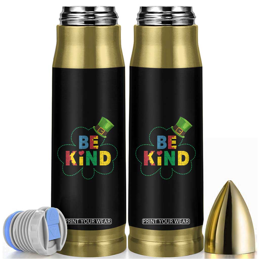 Lucky Shamrock Be Kind Bullet Tumbler Autism Leprechaun St Patricks Day TS02 Black Print Your Wear