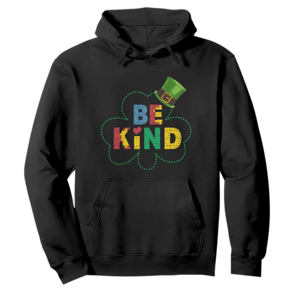 Lucky Shamrock Be Kind Hoodie Autism Leprechaun St Patricks Day TS02 Black Print Your Wear