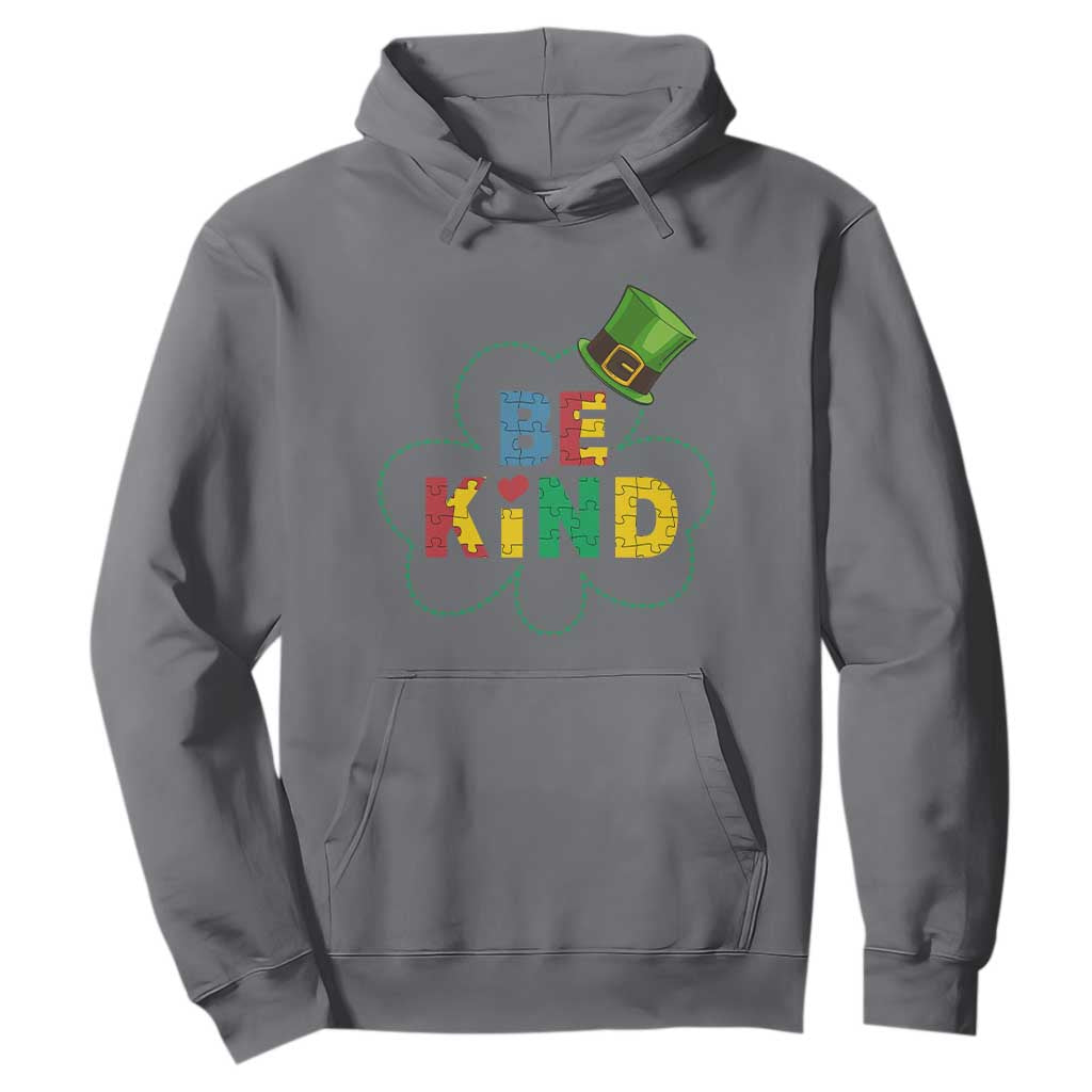 Lucky Shamrock Be Kind Hoodie Autism Leprechaun St Patricks Day TS02 Charcoal Print Your Wear