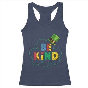 Lucky Shamrock Be Kind Racerback Tank Top Autism Leprechaun St Patricks Day TS02 Navy Print Your Wear