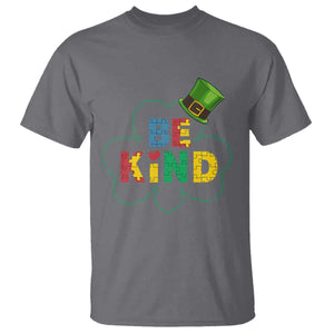 Lucky Shamrock Be Kind T Shirt Autism Leprechaun St Patricks Day TS02 Charcoal Print Your Wear
