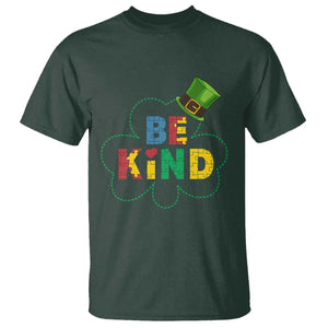 Lucky Shamrock Be Kind T Shirt Autism Leprechaun St Patricks Day TS02 Dark Forest Green Print Your Wear
