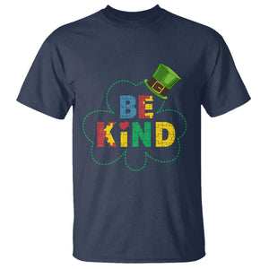 Lucky Shamrock Be Kind T Shirt Autism Leprechaun St Patricks Day TS02 Navy Print Your Wear