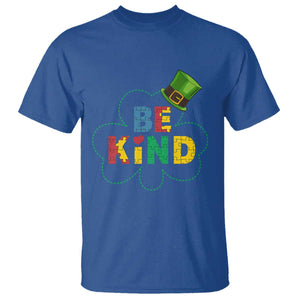 Lucky Shamrock Be Kind T Shirt Autism Leprechaun St Patricks Day TS02 Royal Blue Print Your Wear