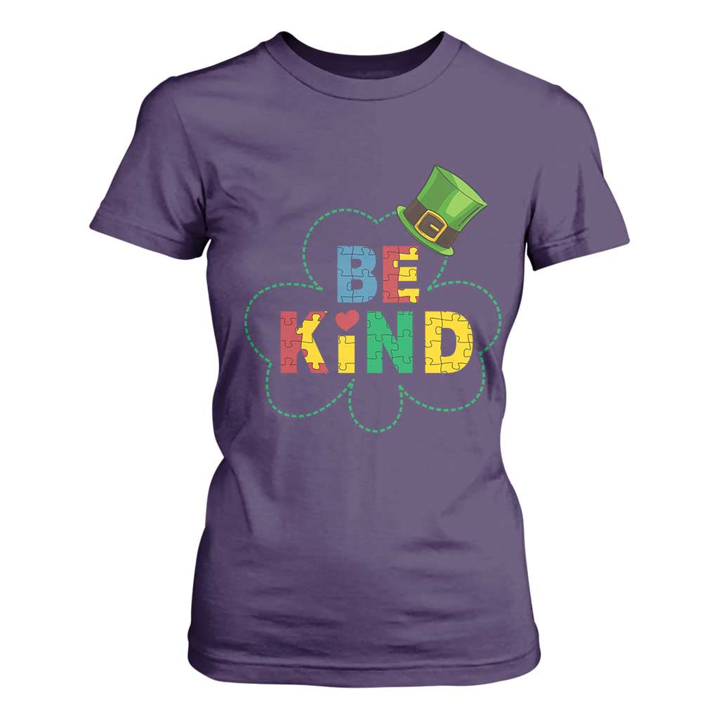 Lucky Shamrock Be Kind T Shirt For Women Autism Leprechaun St Patricks Day TS02 Purple Print Your Wear