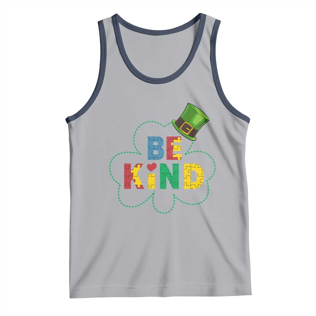 Lucky Shamrock Be Kind Tank Top Autism Leprechaun St Patricks Day TS02 Athletic Heather Navy Print Your Wear
