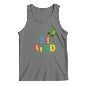 Lucky Shamrock Be Kind Tank Top Autism Leprechaun St Patricks Day TS02 Black Heather Print Your Wear