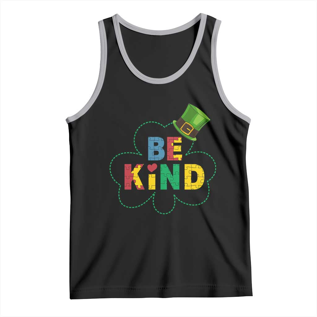 Lucky Shamrock Be Kind Tank Top Autism Leprechaun St Patricks Day TS02 Black Athletic Heather Print Your Wear