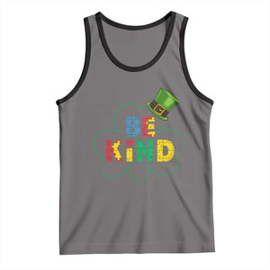 Lucky Shamrock Be Kind Tank Top Autism Leprechaun St Patricks Day TS02 Deep Heather Black Print Your Wear