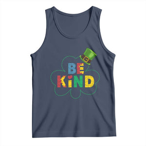 Lucky Shamrock Be Kind Tank Top Autism Leprechaun St Patricks Day TS02 Navy Print Your Wear