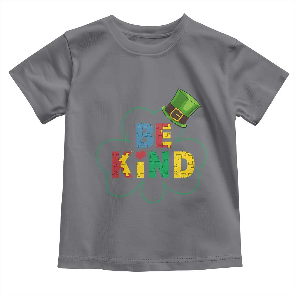 Lucky Shamrock Be Kind Toddler T Shirt Autism Leprechaun St Patricks Day TS02 Charcoal Print Your Wear