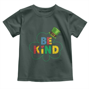Lucky Shamrock Be Kind Toddler T Shirt Autism Leprechaun St Patricks Day TS02 Dark Forest Green Print Your Wear