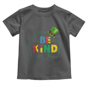 Lucky Shamrock Be Kind Toddler T Shirt Autism Leprechaun St Patricks Day TS02 Dark Heather Print Your Wear