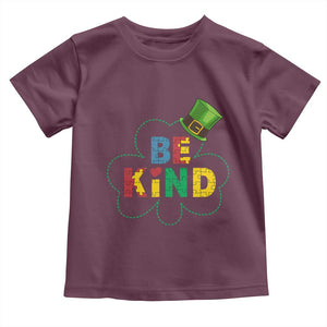 Lucky Shamrock Be Kind Toddler T Shirt Autism Leprechaun St Patricks Day TS02 Maroon Print Your Wear