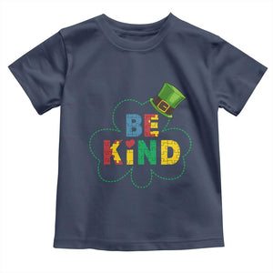 Lucky Shamrock Be Kind Toddler T Shirt Autism Leprechaun St Patricks Day TS02 Navy Print Your Wear