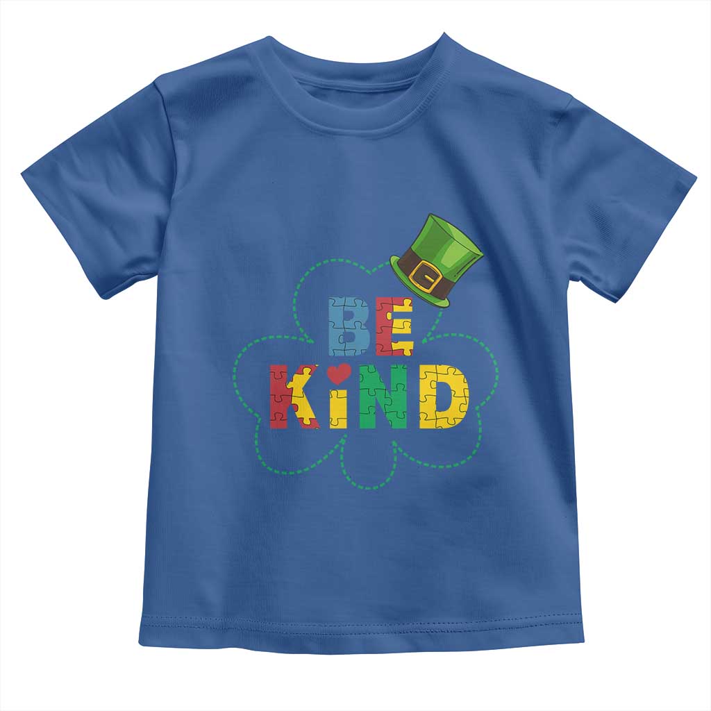 Lucky Shamrock Be Kind Toddler T Shirt Autism Leprechaun St Patricks Day TS02 Royal Blue Print Your Wear