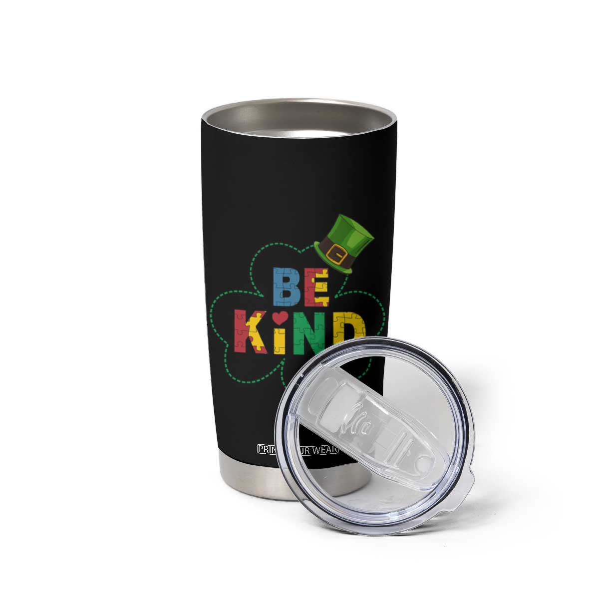 Lucky Shamrock Be Kind Tumbler Cup Autism Leprechaun St Patricks Day TS02 Print Your Wear